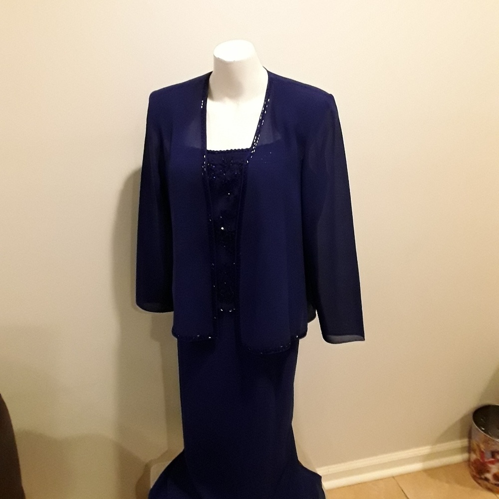 R & M Richards royal blue two piece dress size 12P